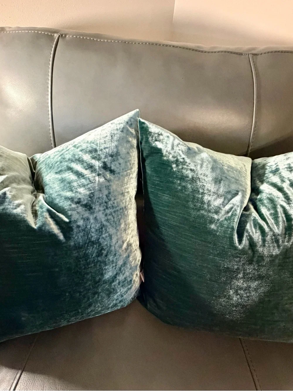 TGH Tessitura Italy Emerald Velvet Throw Pillows 24” Set of 2 Designer